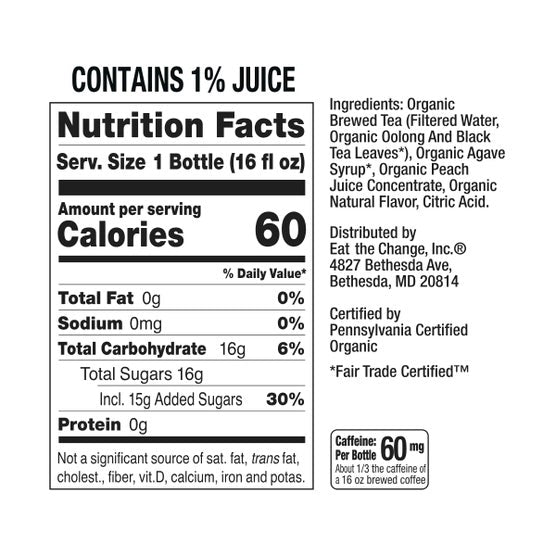 Just Ice Tea Oolong Tea, Peach, 16 fl oz, 12 ct