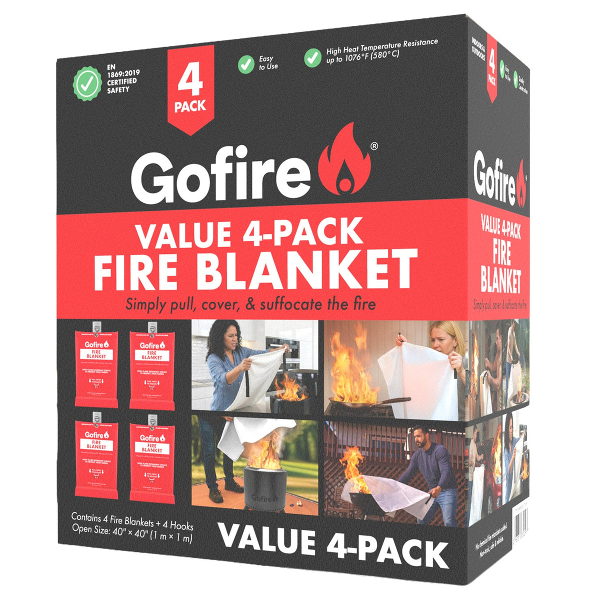 Gofire Fire Blanket, 4 ct