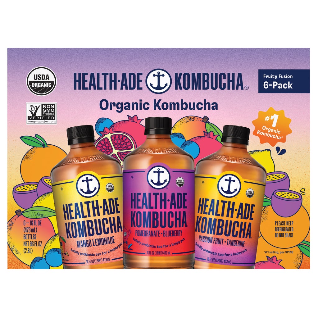 Health-Ade Organic Kombucha, Fruity Fusion Variety Pack, 16 fl oz, 6 ct