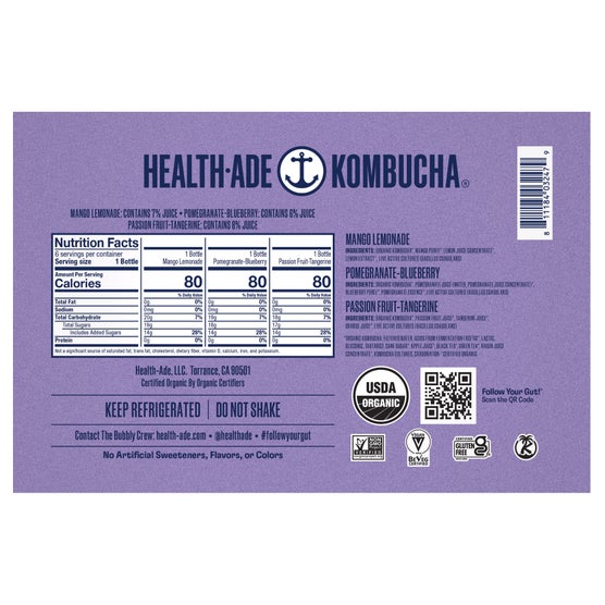 Health-Ade Organic Kombucha, Fruity Fusion Variety Pack, 16 fl oz, 6 ct