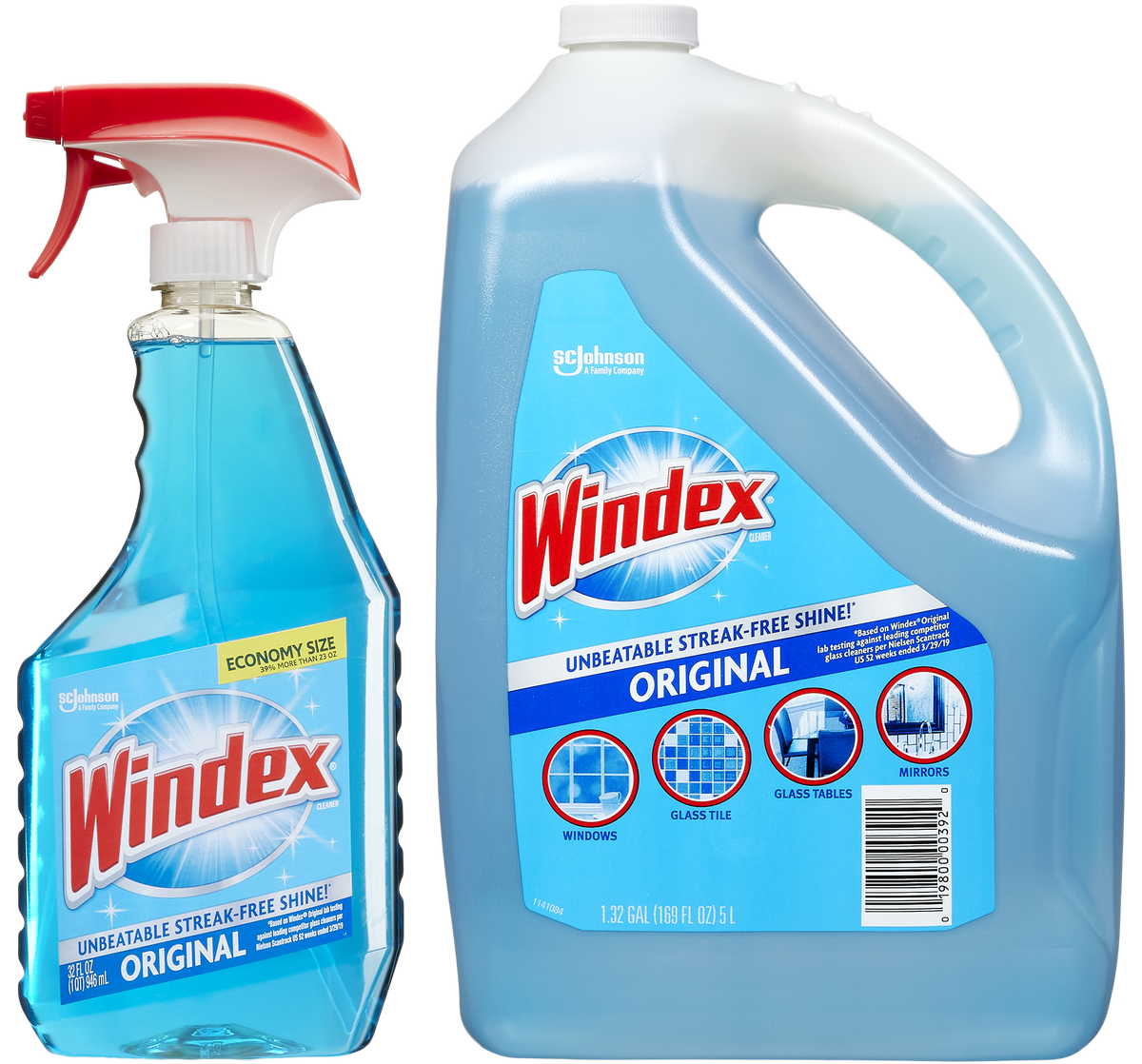 Windex Original Glass Cleaner, 32 fl oz + 169 fl oz Refill