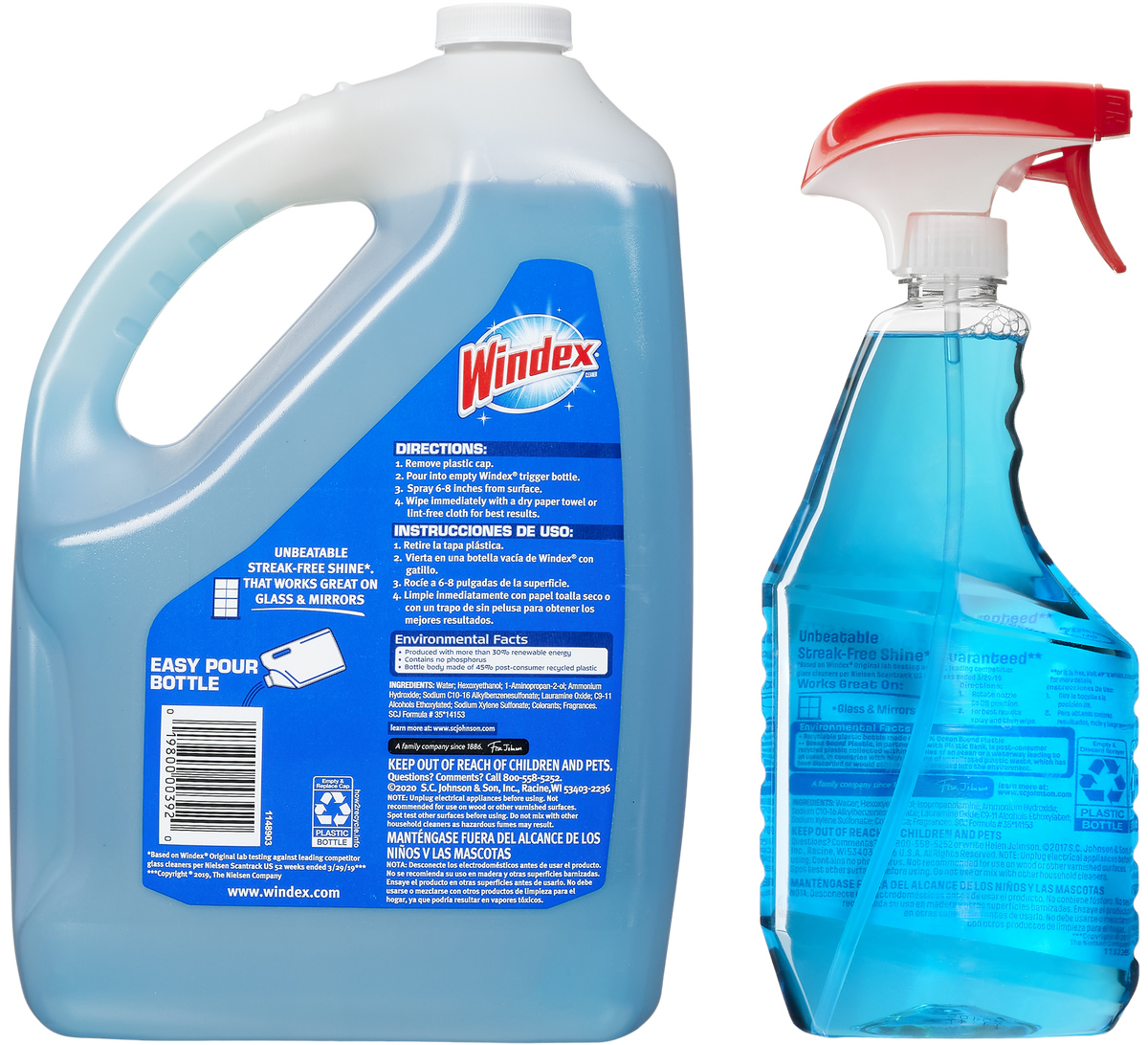 Windex Original Glass Cleaner, 32 fl oz + 169 fl oz Refill - image 2