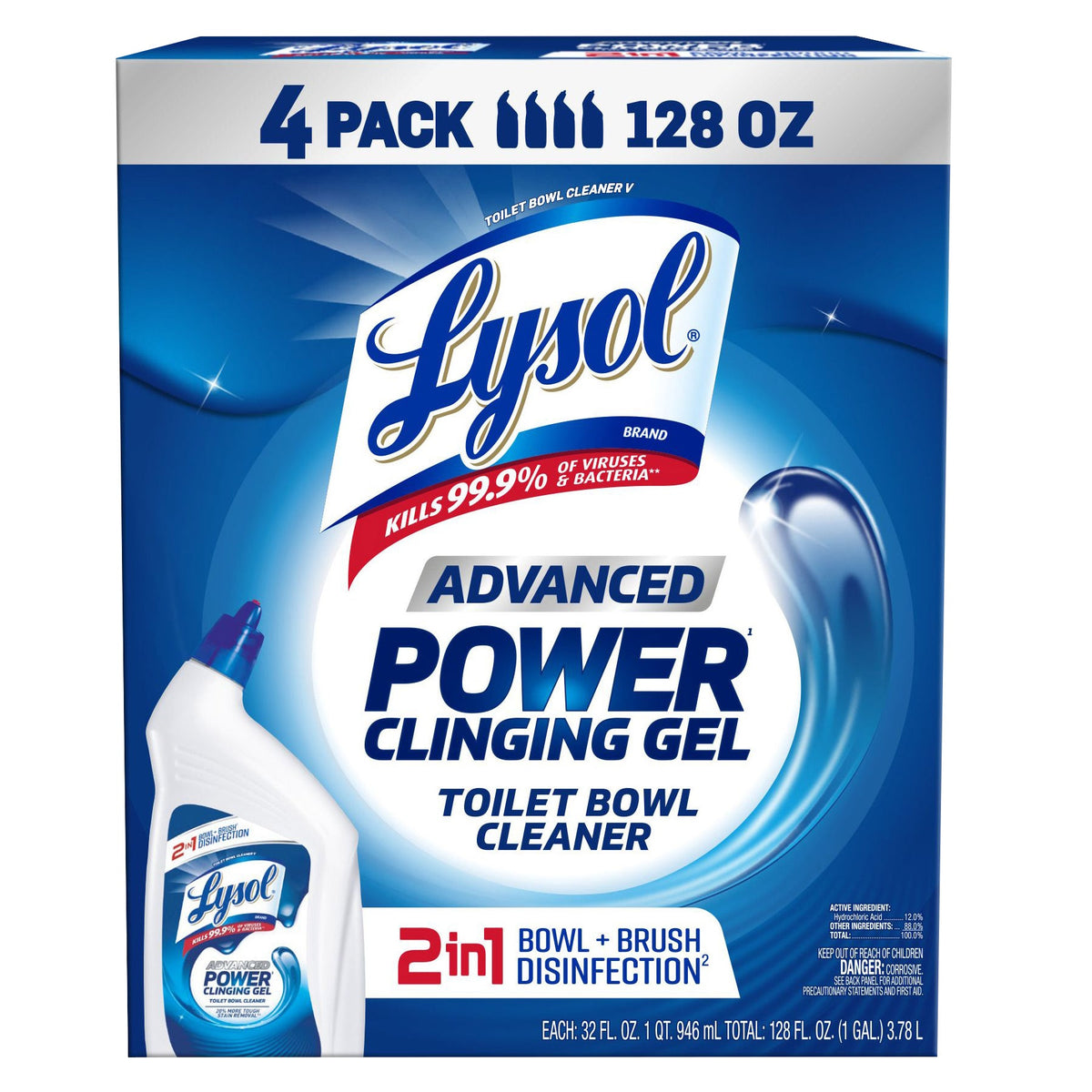Lysol Advanced Toilet Bowl Cleaner, 32 fl oz, 4 ct