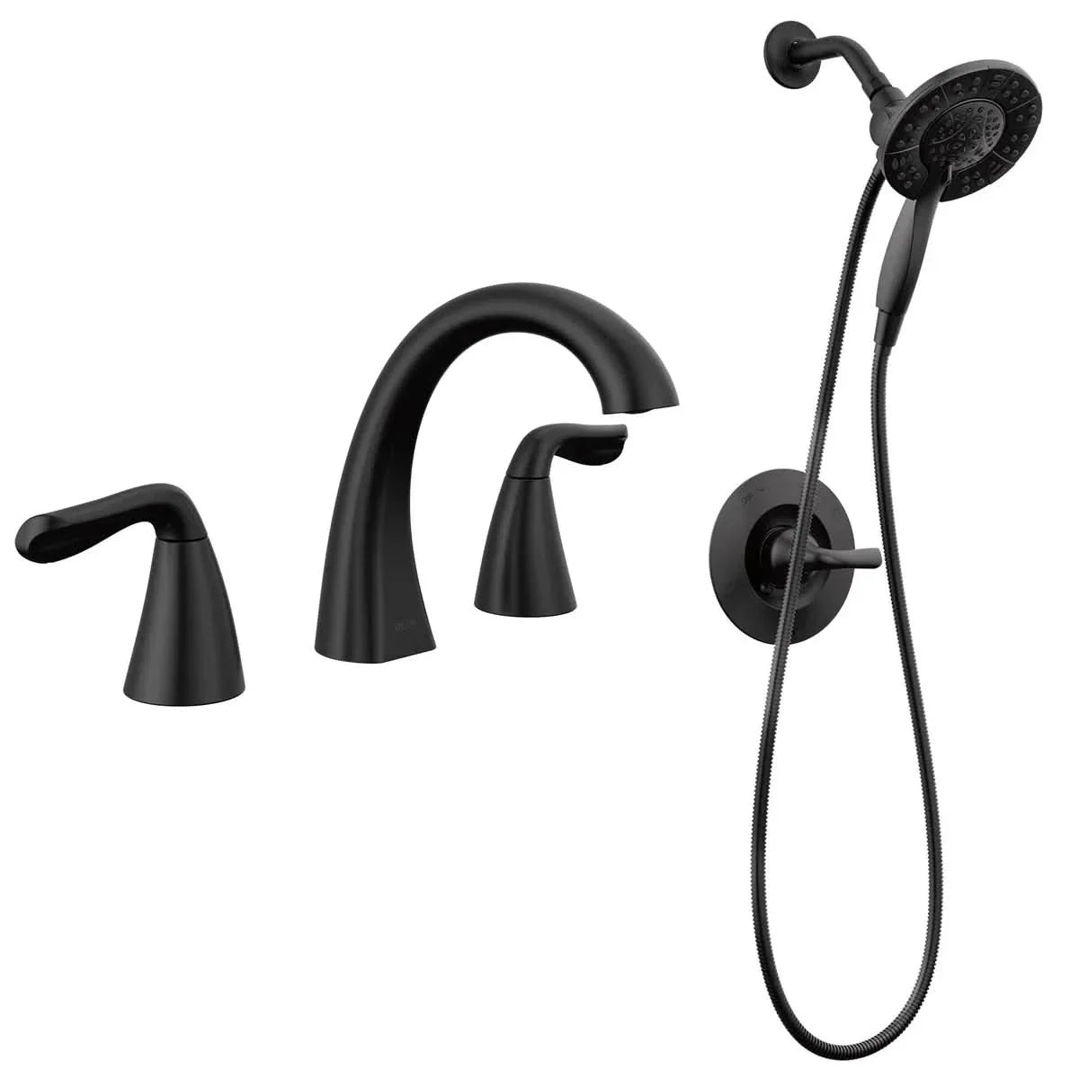 Delta arvo widespread faucet with shower trim in2ition showerhead