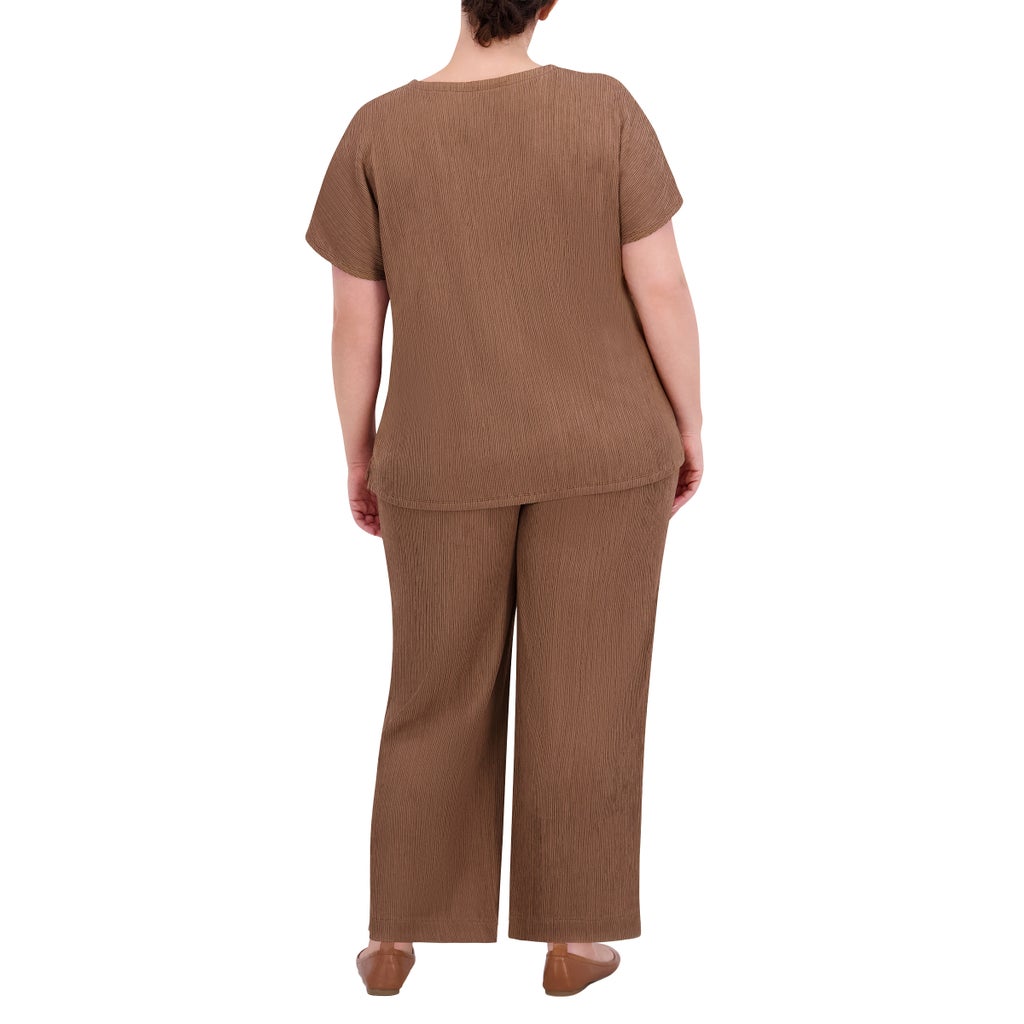 [color:light brown] Jones New York Women's Textured Crop Set - Light Brown - image 5
