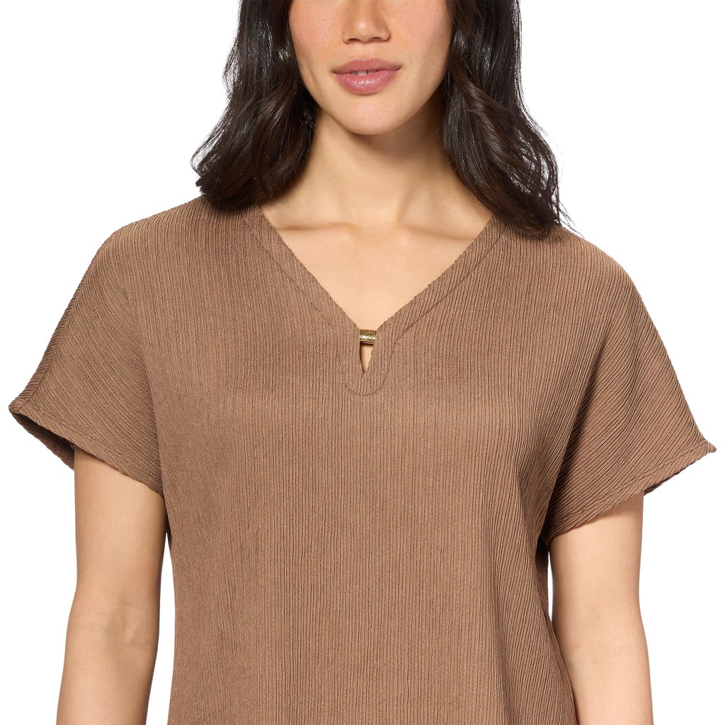 [color:light brown] Jones New York Women's Textured Crop Set - Light Brown - image 3