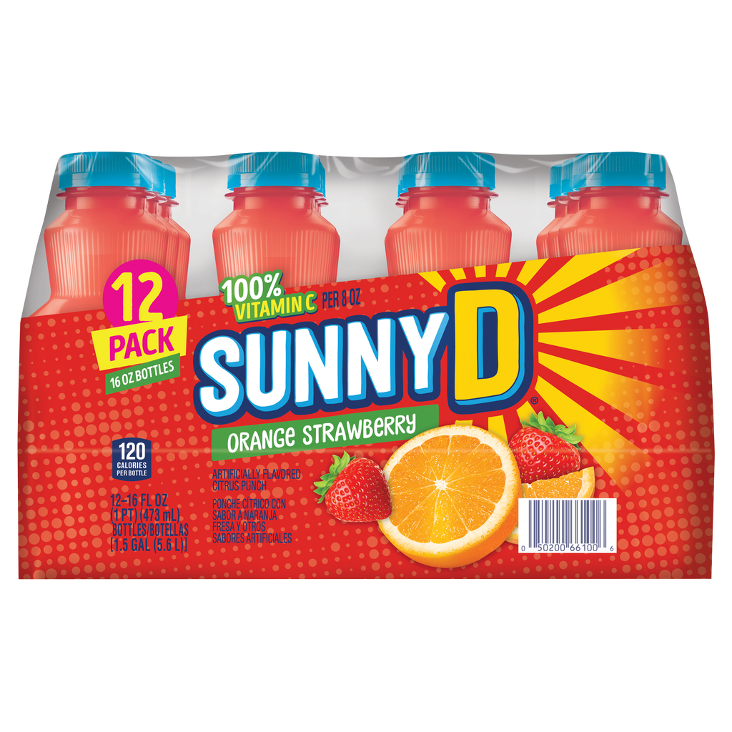 SunnyD Citrus Punch, Orange Strawberry, 16 fl oz, 12 ct
