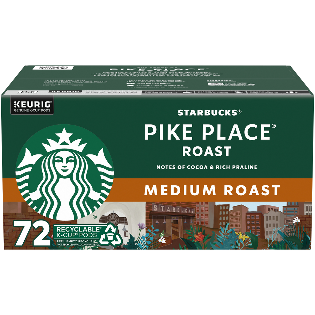 Starbucks Pike Place Coffee, Medium Roast, Keurig K-Cup Pods, 72 ct
