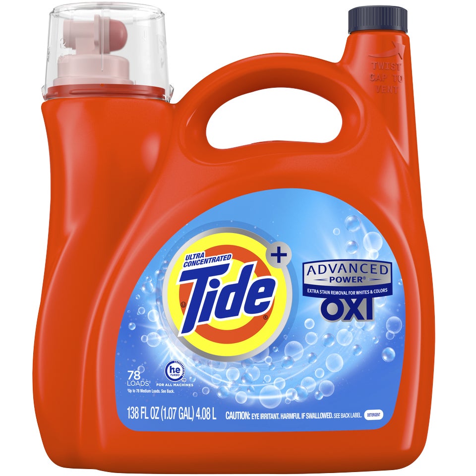 Tide Liquid Laundry Detergent, Advanced Power with OXI, Ultra Concentrated, HE Compatible, Original Scent, 78 Loads, 138 fl oz