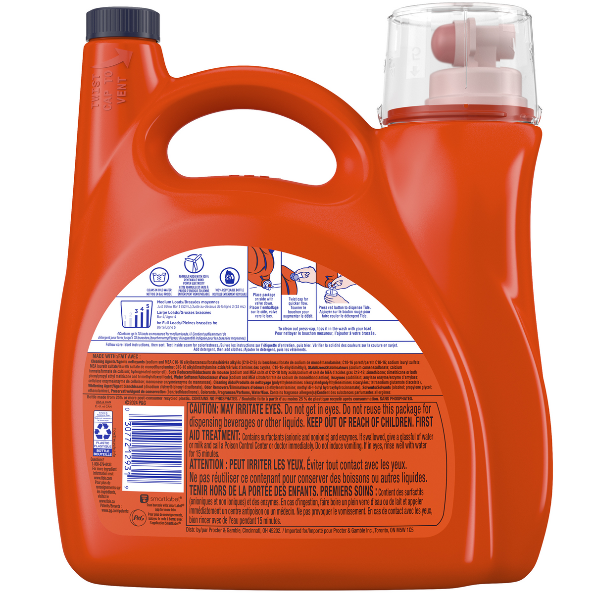Tide Liquid Laundry Detergent, Advanced Power with OXI, Ultra Concentrated, HE Compatible, Original Scent, 78 Loads, 138 fl oz - image 2