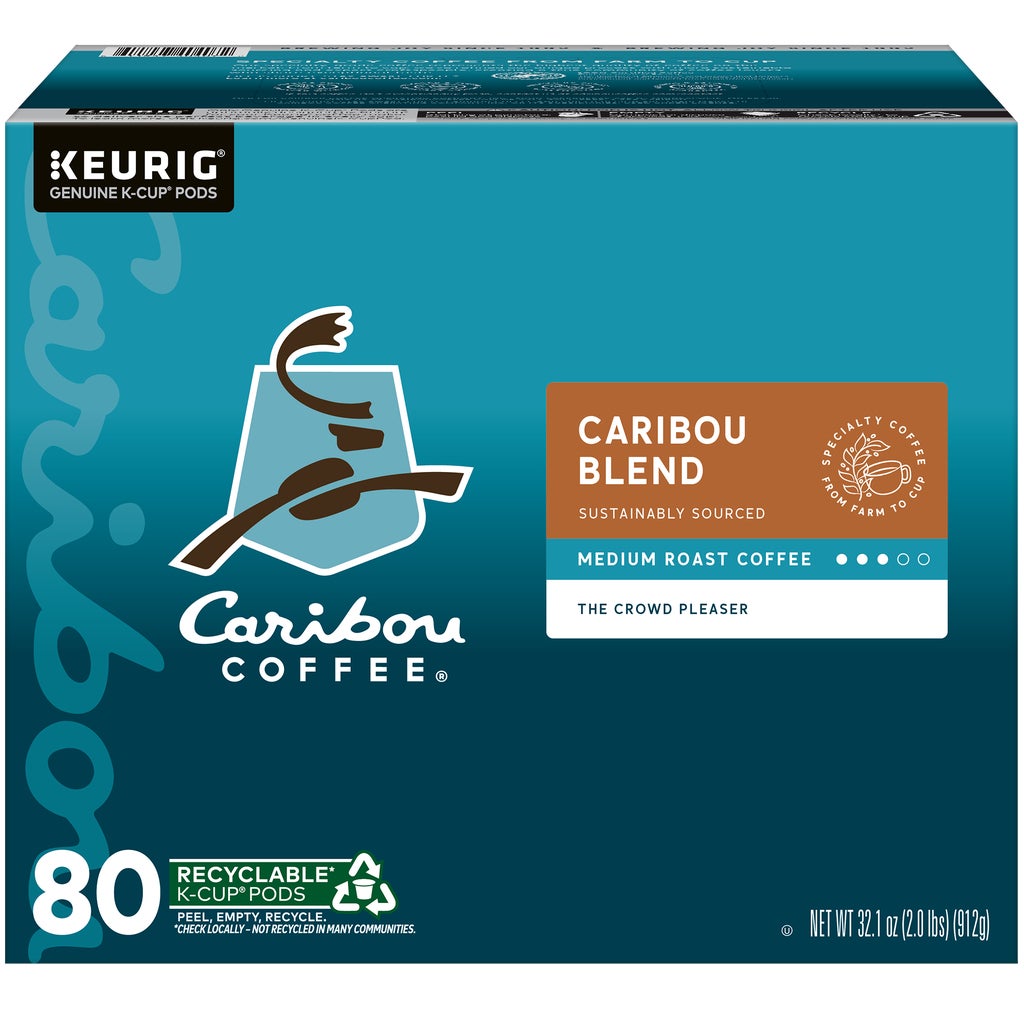 Caribou Coffee Caribou Blend, Medium Roast, Keurig K-Cup Pods, 80 ct