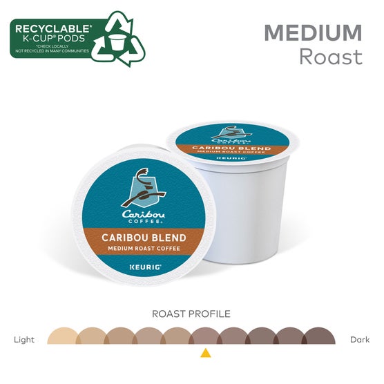 Caribou Coffee Caribou Blend, Medium Roast, Keurig K-Cup Pods, 80 ct