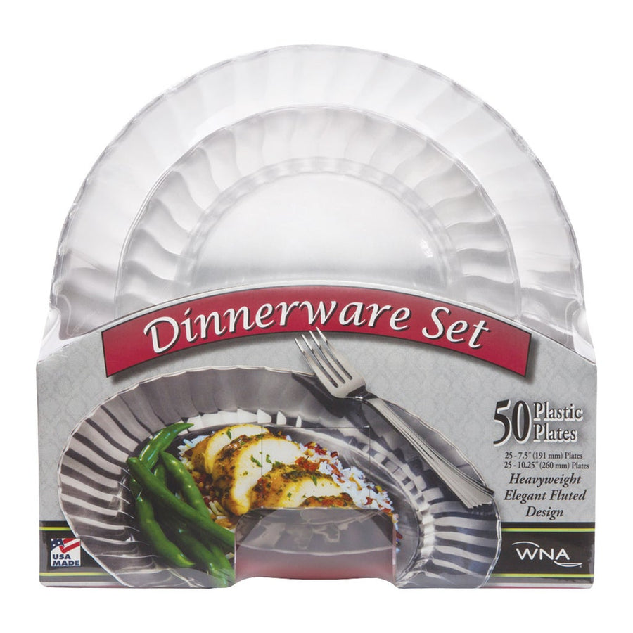 WNA Plastic Plates, Variety Pack, Clear, 50-count