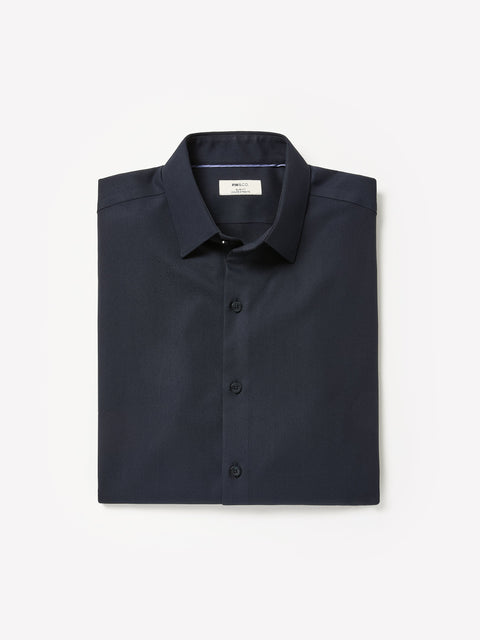 Slim Fit Knit-Like Dress Solid Dress Shirt