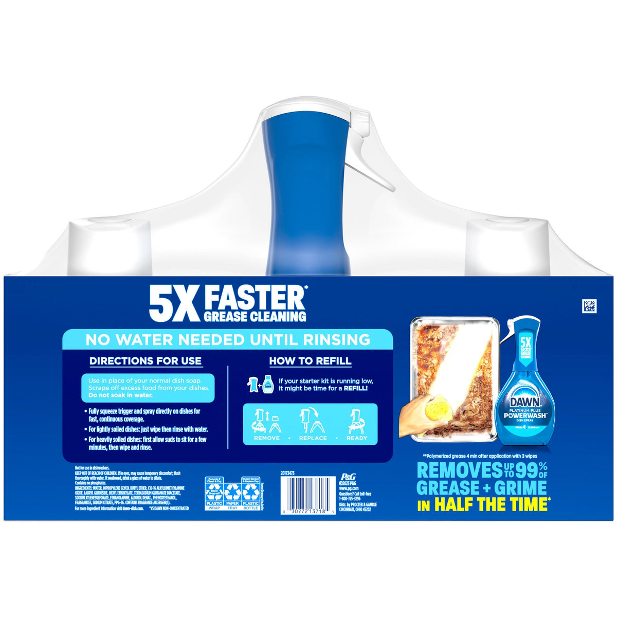 Dawn Platinum Plus Powerwash Liquid Dish Detergent Spray, Fresh Clean Scent, 1 Starter Kit + 2 Refills - image 2