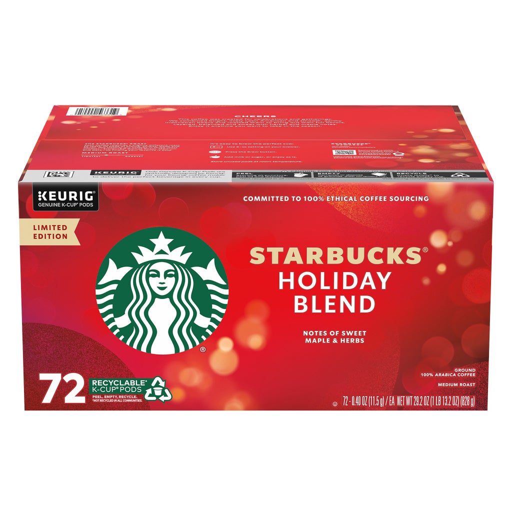 Starbucks Holiday Blend Coffee, Medium Roast, Keurig K-Cup Pods, 72 ct