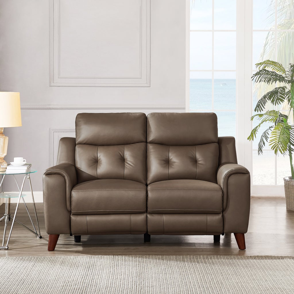 Malibu 2-piece Leather Power Reclining Set with Power Headrests – Sofa and Loveseat