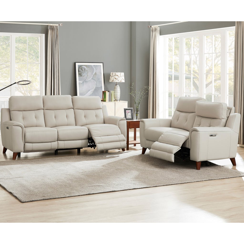 Malibu 2-piece Leather Power Reclining Set with Power Headrests – Sofa and Loveseat