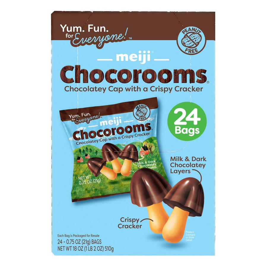 Meiji Chocorooms, Chocolatey Cap with a Crispy Cracker, 0.75 oz, 24-count
