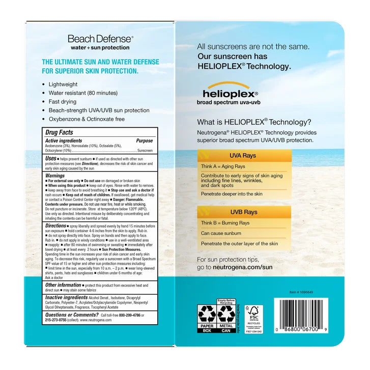 Neutrogena Beach Defense Sunscreen Spray SPF 60+, 8.5 oz, 2-pack - image 2