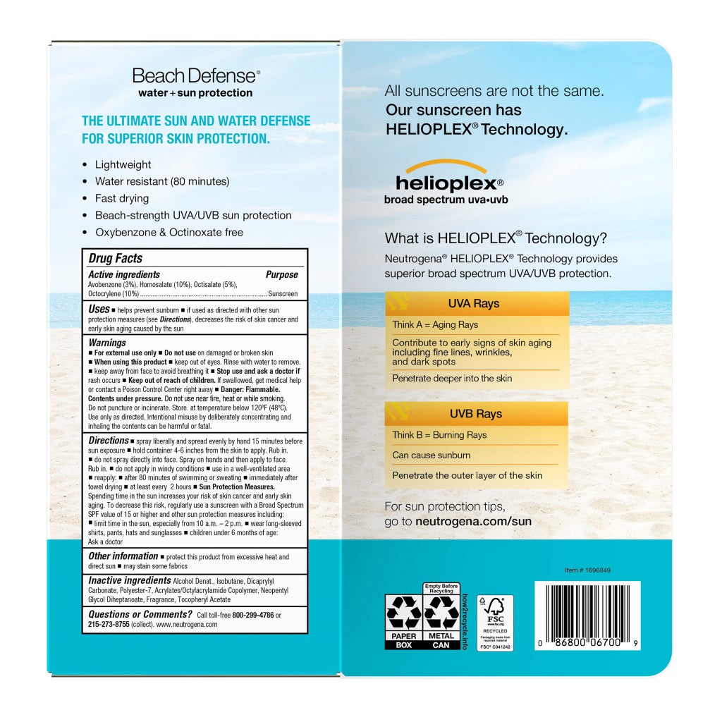 Neutrogena Beach Defense Sunscreen Spray SPF 60+, 8.5 oz, 2-pack - product image