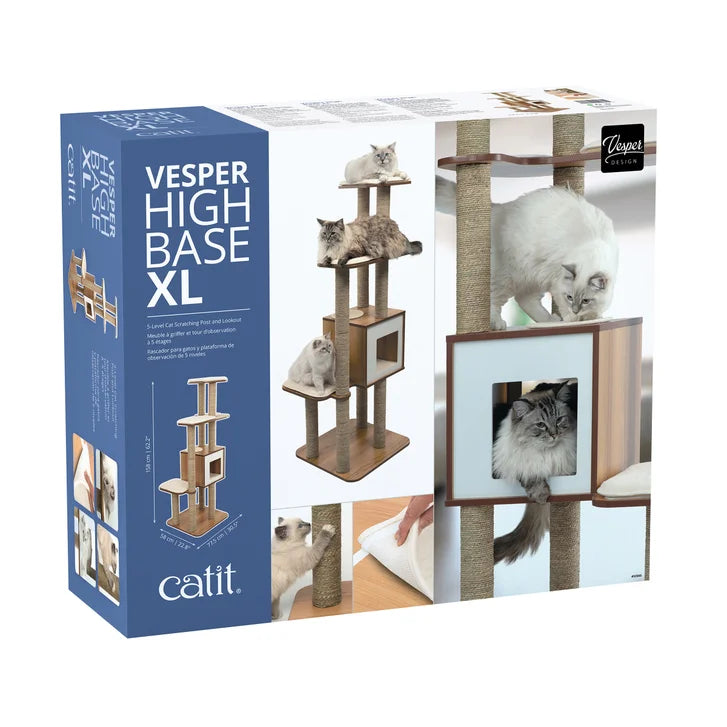 Catit Vesper High Base XL 62 inch Cat Tree, 5 Levels and 1 Condo, Walnut - image 8