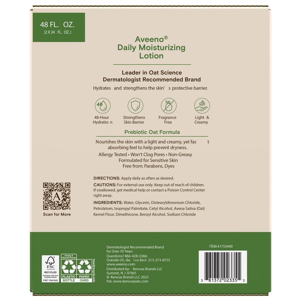 Aveeno Daily Moisture Lotion, 24 fl oz, 2-pack - product image