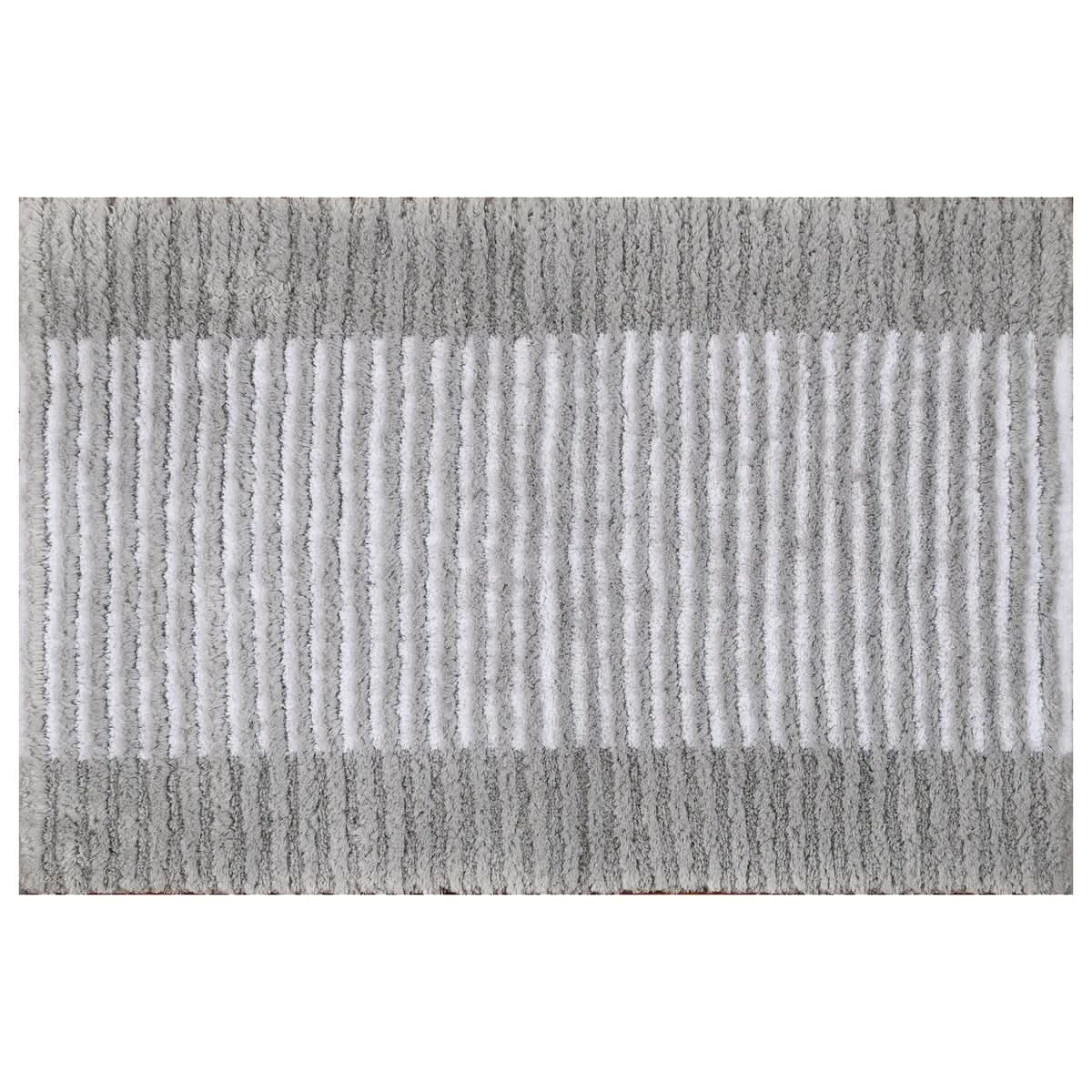 Textured Stripe Microfiber Bath Rug