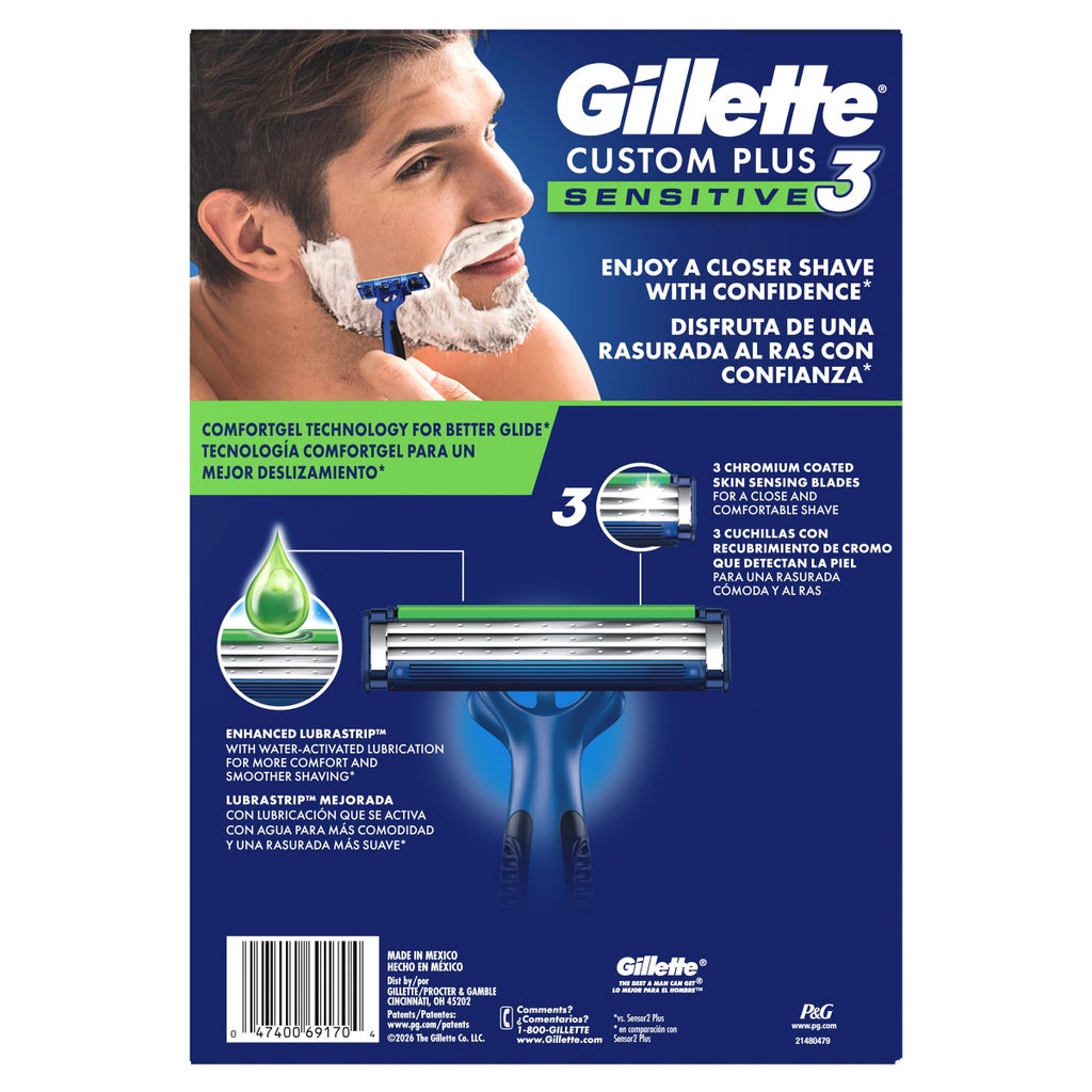 Gillette Custom Plus3 Disposable Razors Sensitive, 30-count - product image