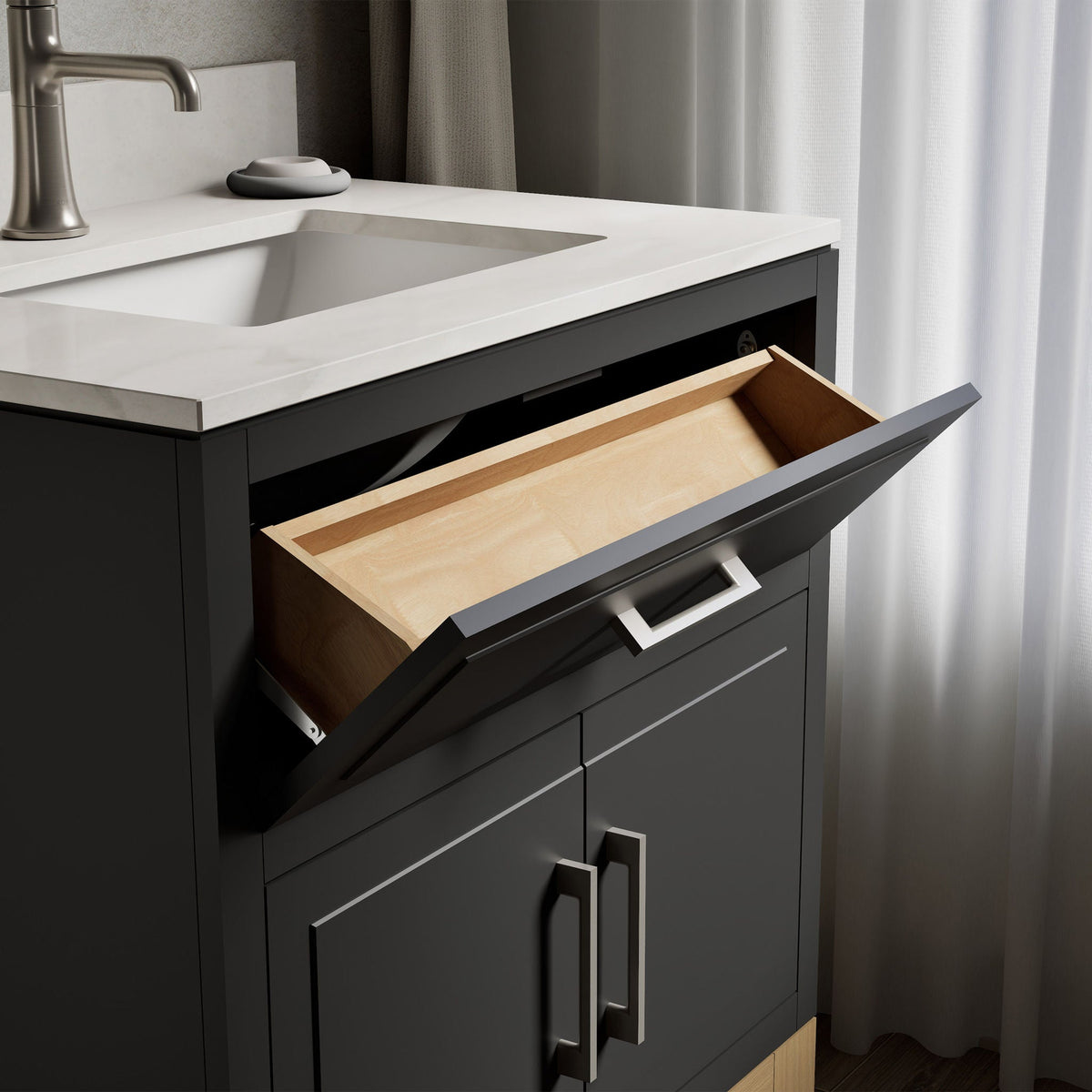 Kohler Tio Bathroom Vanity Cabinet with Sink and Quartz Top in Gray