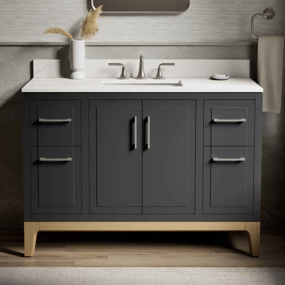 Kohler Tio Bathroom Vanity Cabinet with Sink and Quartz Top in Gray