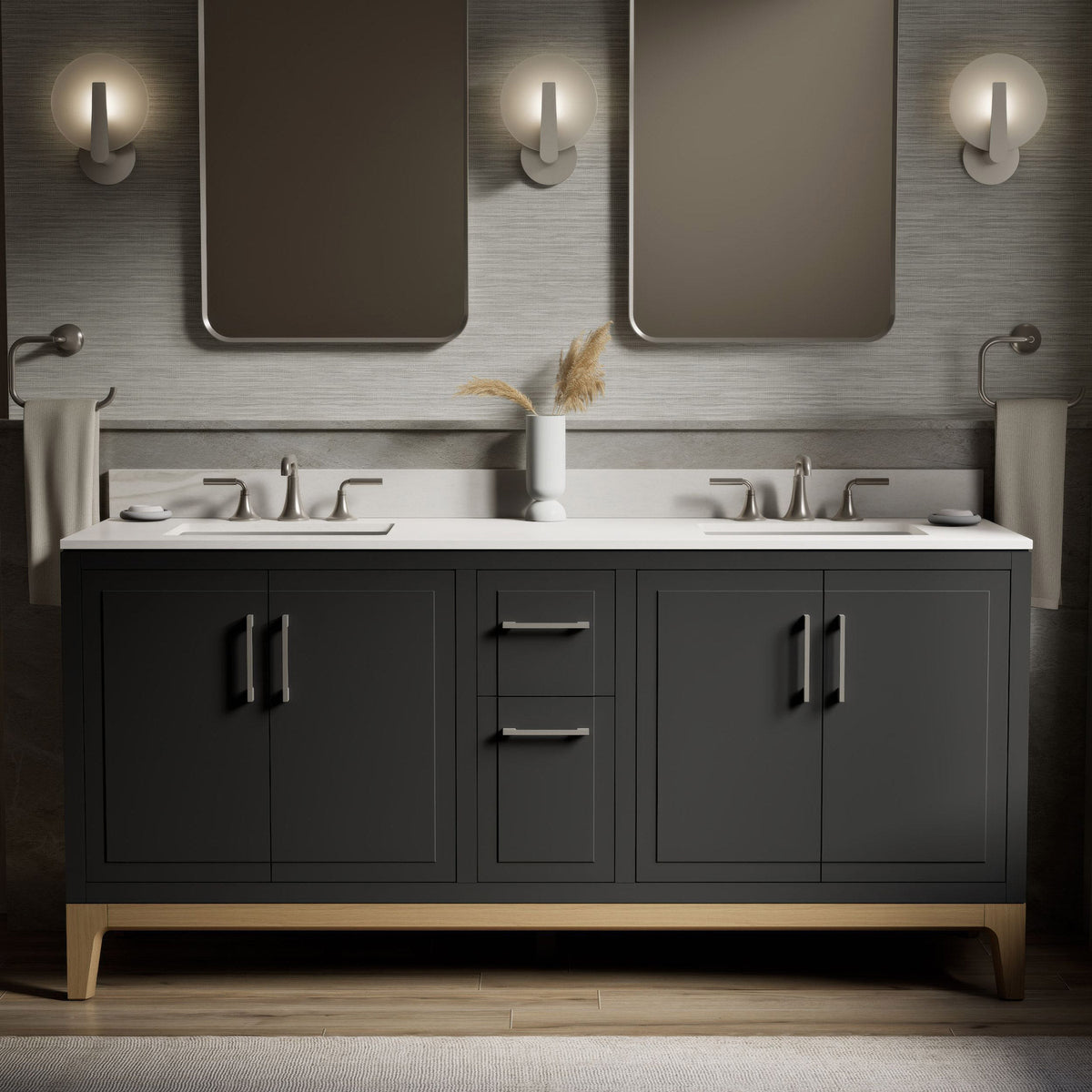 Kohler Tio Bathroom Vanity Cabinet with Sink and Quartz Top in Gray