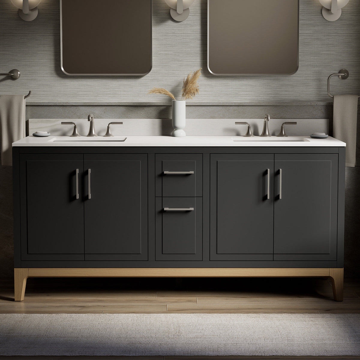 Kohler Tio Bathroom Vanity Cabinet with Sink and Quartz Top in Gray