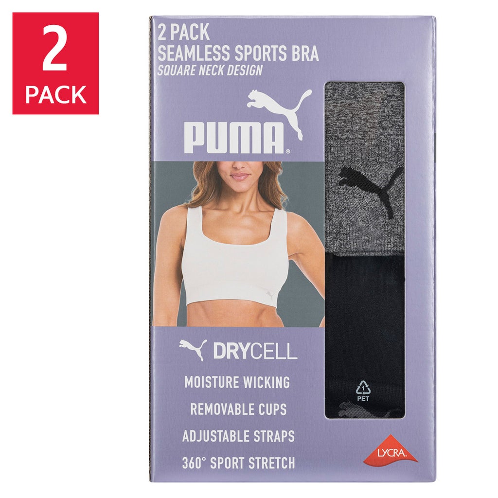 [color:black] PUMA Women's Seamless Sports Bra, 2-pack - Black - image 9