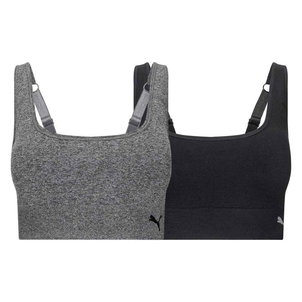 [color:black] PUMA Women's Seamless Sports Bra, 2-pack - Black - image 8