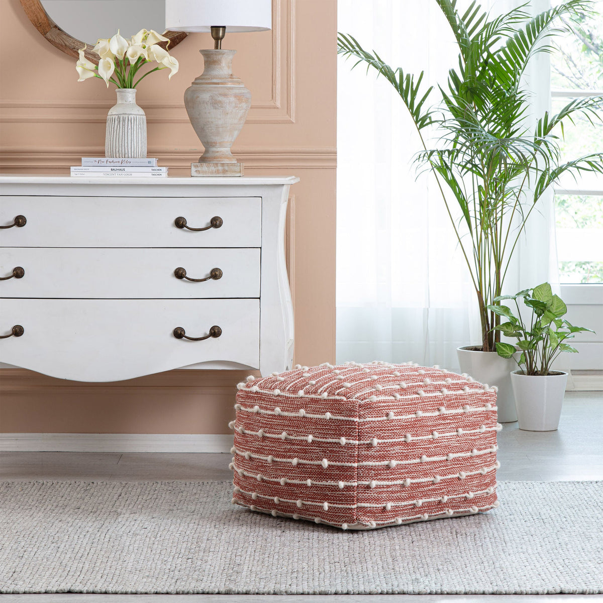 Anji Mountain Handloom Pouf, Woven with Wool