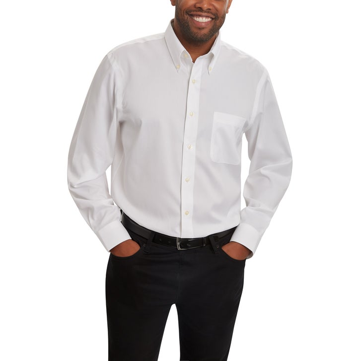 [color:white] Kirkland Signature Men's Traditional Fit Dress Shirt - Exact Sleeve Length - White - image 1