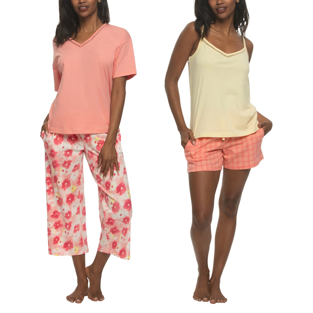 [color:pink] Felina Women's Cotton 4-piece PJ Set - Pink - image 11