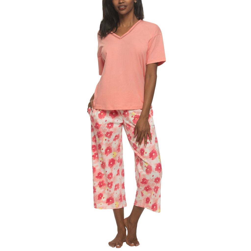 [color:pink] Felina Women's Cotton 4-piece PJ Set - Pink - image 2