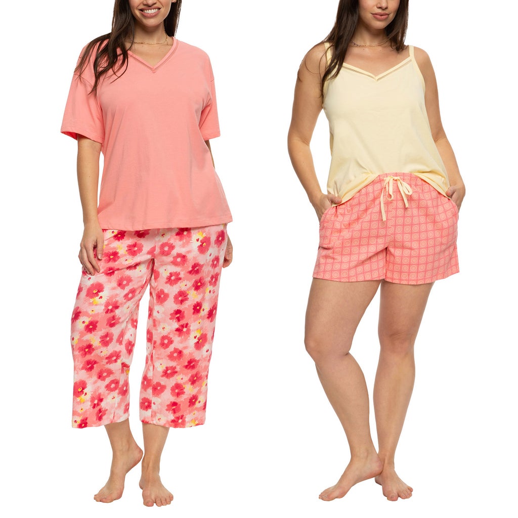 [color:pink] Felina Women's Cotton 4-piece PJ Set - Pink - image 16