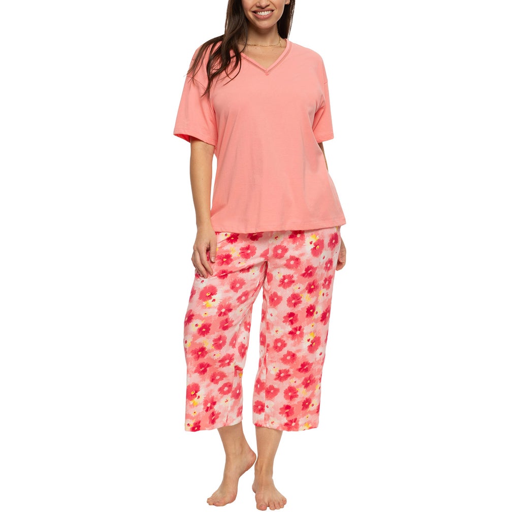 [color:pink] Felina Women's Cotton 4-piece PJ Set - Pink - image 7