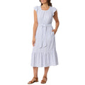 [color:blue] Briggs Women's Linen Blend Tiered Dress - Blue - image 1