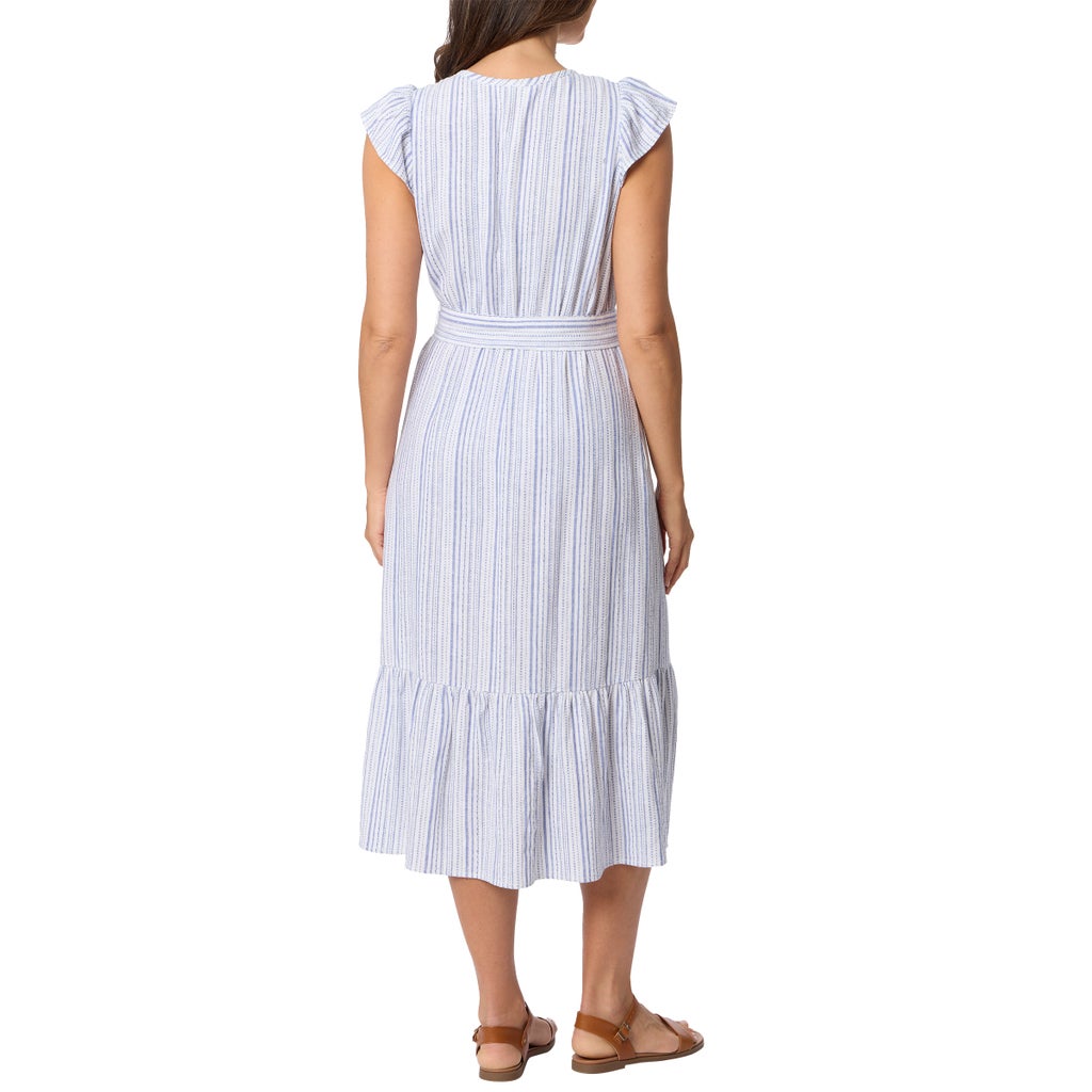 [color:blue] Briggs Women's Linen Blend Tiered Dress - Blue - image 3