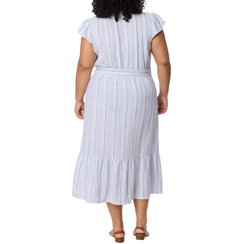 [color:blue] Briggs Women's Linen Blend Tiered Dress - Blue - image 7