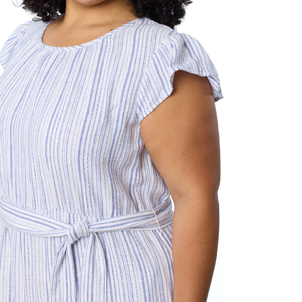 [color:blue] Briggs Women's Linen Blend Tiered Dress - Blue - image 8