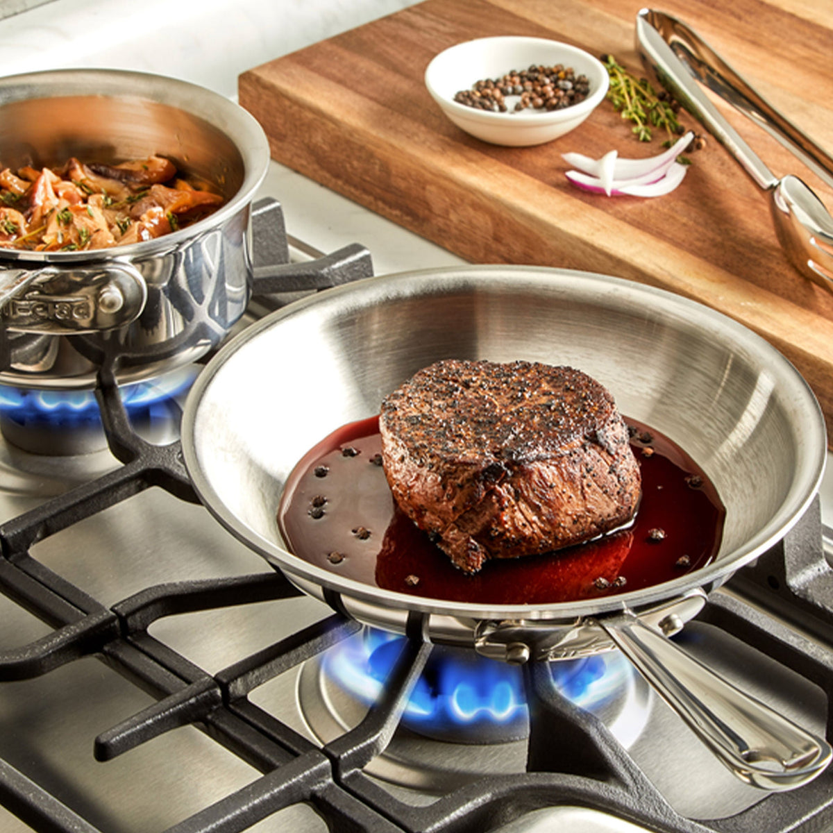All-Clad D3 Stainless Steel 3-Ply Bonded 2-piece Fry Pan Set