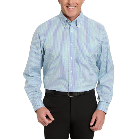 Kirkland Signature Men’s Traditional Fit Dress Shirt, Blue Green Check