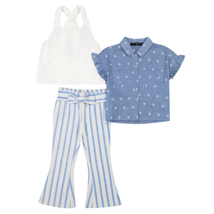 French Connection Youth 3-piece Blue Pant & Tops Set - image 4