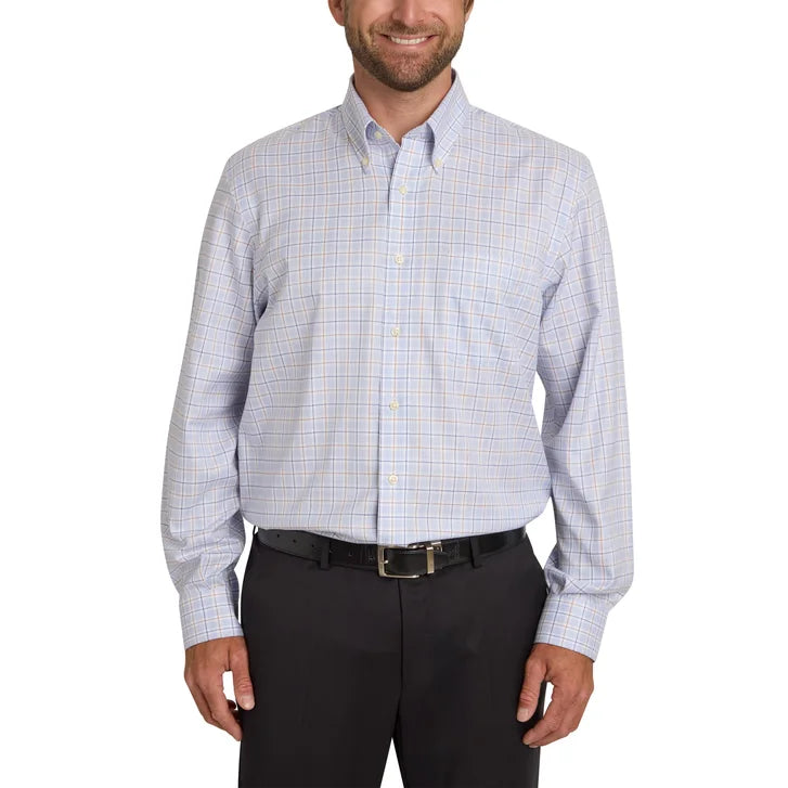 Kirkland Signature Men’s Traditional Fit Dress Shirt, Blue Brown - image 1