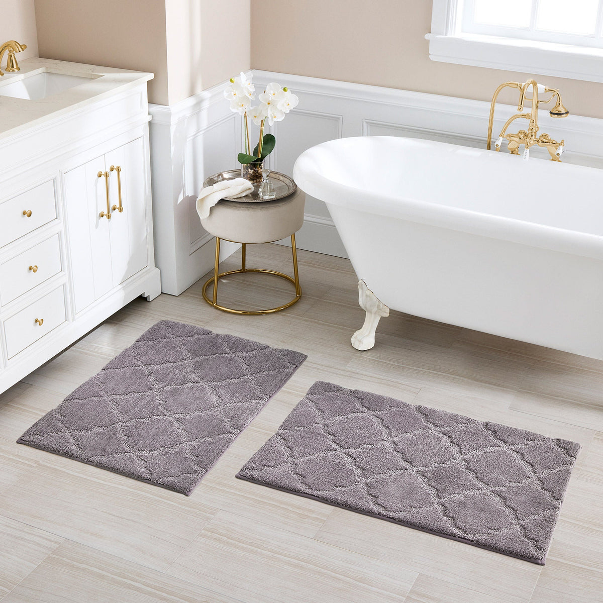 Charisma Drylon Trellis Bath Rugs, 2-pack